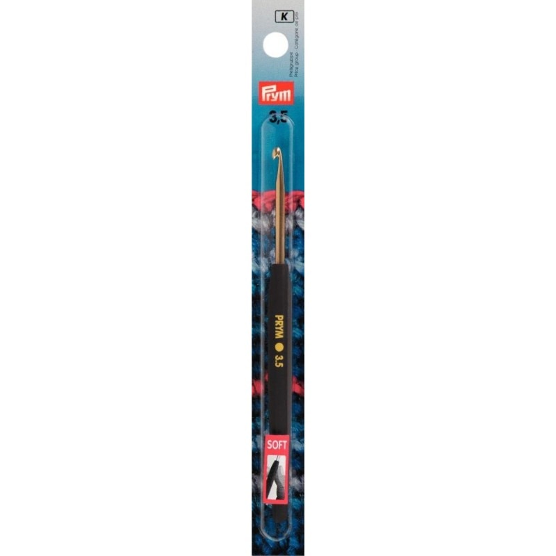 Croseta pentru lana, din aluminiu, cu maner ergonomic, 3,5 mm, lungime 14 cm, Prym
