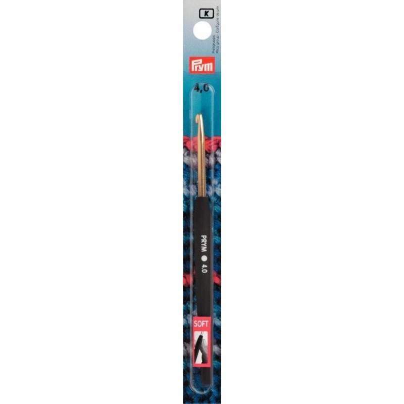 Croseta pentru lana, din aluminiu, cu maner ergonomic, 4 mm, lungime 14 cm, Prym