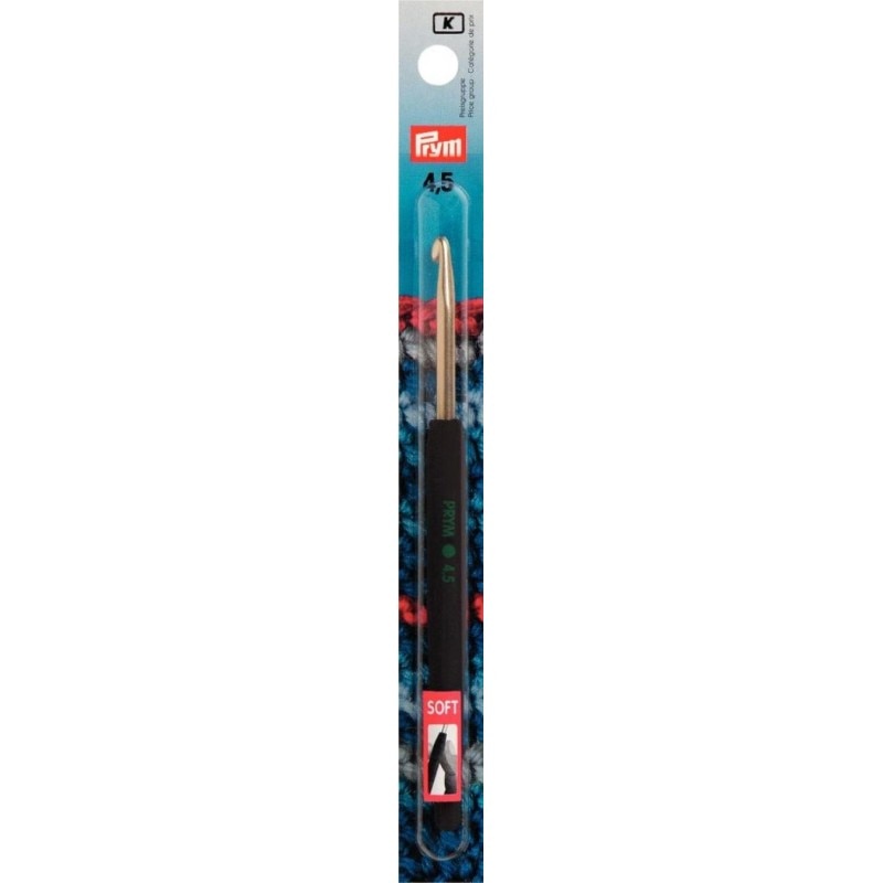 Croseta pentru lana, din aluminiu, cu maner ergonomic, 4,5 mm, lungime 14 cm, Prym