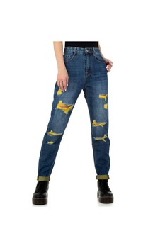 Blugi dama casual, albastru denim, rupturi decorative - M Blugi dama casual, albastru denim, rupturi decorative - M