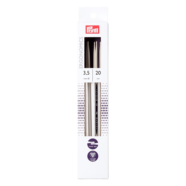Dupla kötőtű 3,5 mm, hossza 20 cm, 5 db, Prym Ergonomics