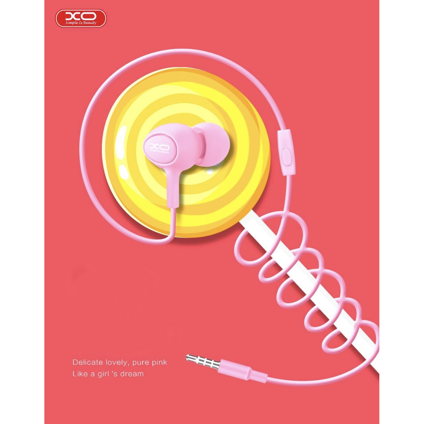 Casti audio cu microfon, XO-S6 Candy Series, Pink