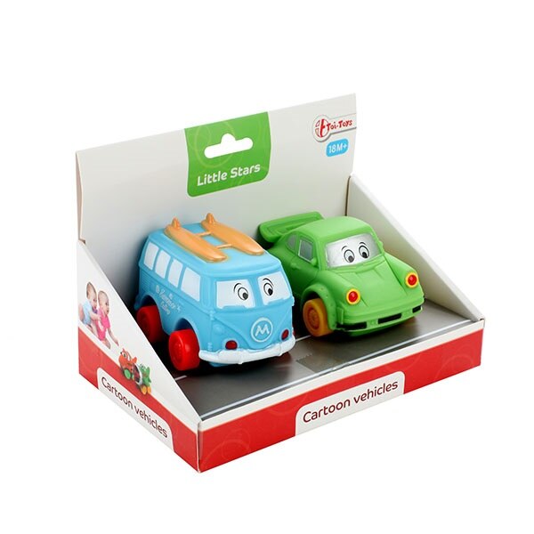 Set 2 masinute Cartoon din PVC, Toi Toys
