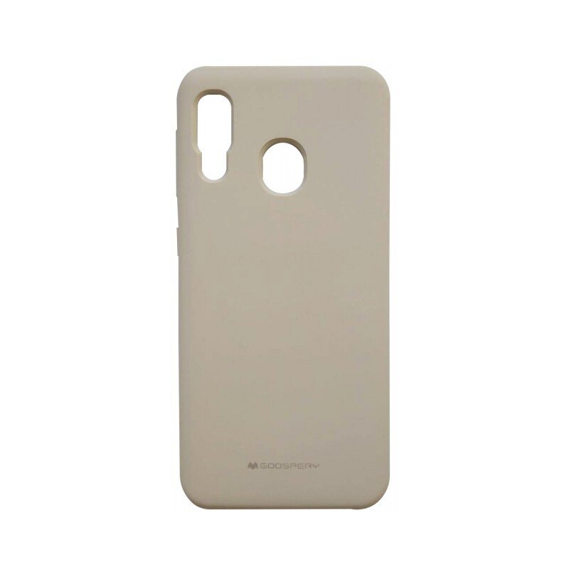 Husa Spate Mercury Goospery Silicone Compatibila Cu Samsung A20e, Interior Alcantara, Crem
