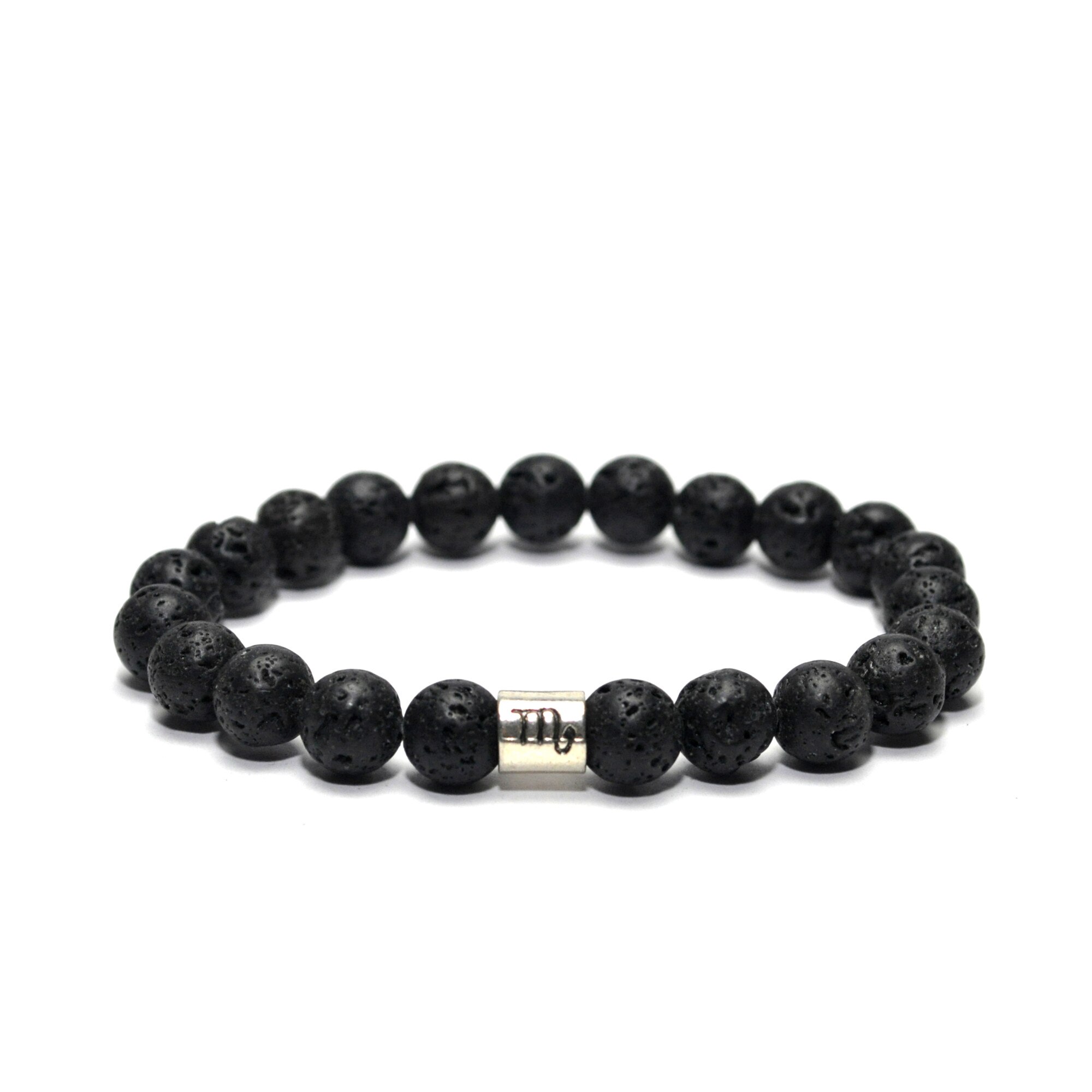 Bratara Zodiac cu margele negre, Kokoshell, talisman cu zodia Scorpion, unisex, 19-20 cm