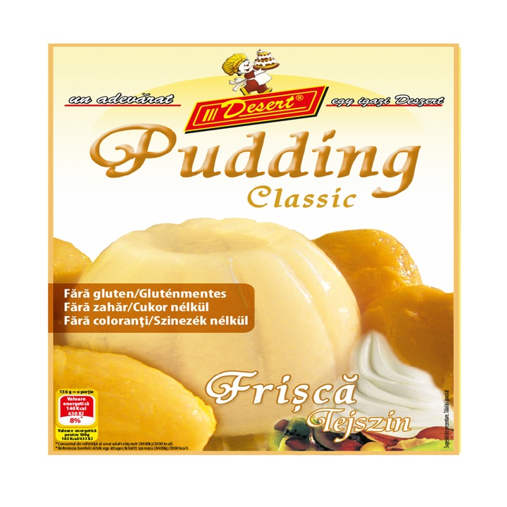 Budinca Clasica Desert cu aroma de Frisca, set de 10 bucati x 42g