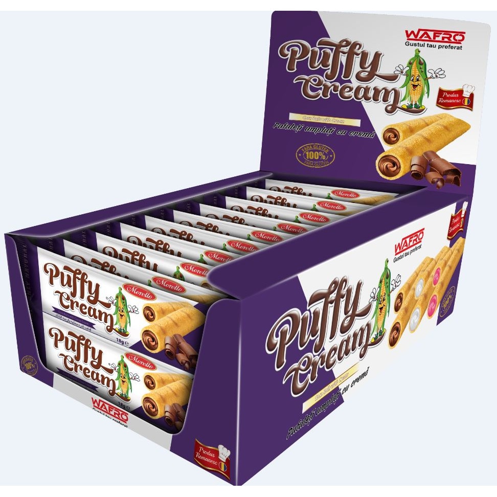 Pufuleti umpluti cu crema cacao, Morello, 6x24x18g