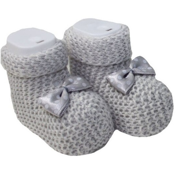 Botosei tricotati, 0-3 luni, gri