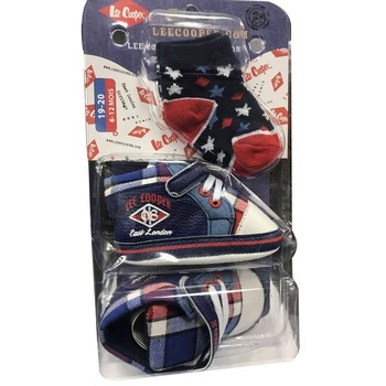 Set pantofi si sosete bebelusi Lee Cooper, Albastru/Rosu Set pantofi si sosete bebelusi Lee Cooper, Albastru/Rosu