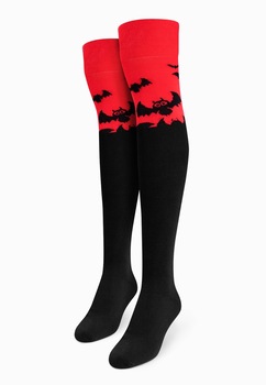 Sosete lungi dama,desen liliac, Negru Sosete lungi dama,desen liliac, Negru