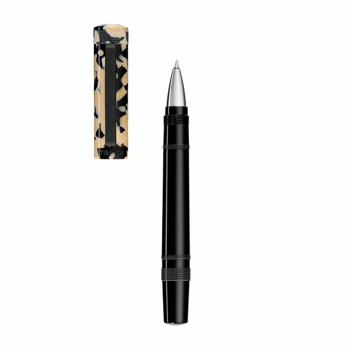 Химикалка Tibaldi Perfecta, от черна смола, покритие с гумена скоба