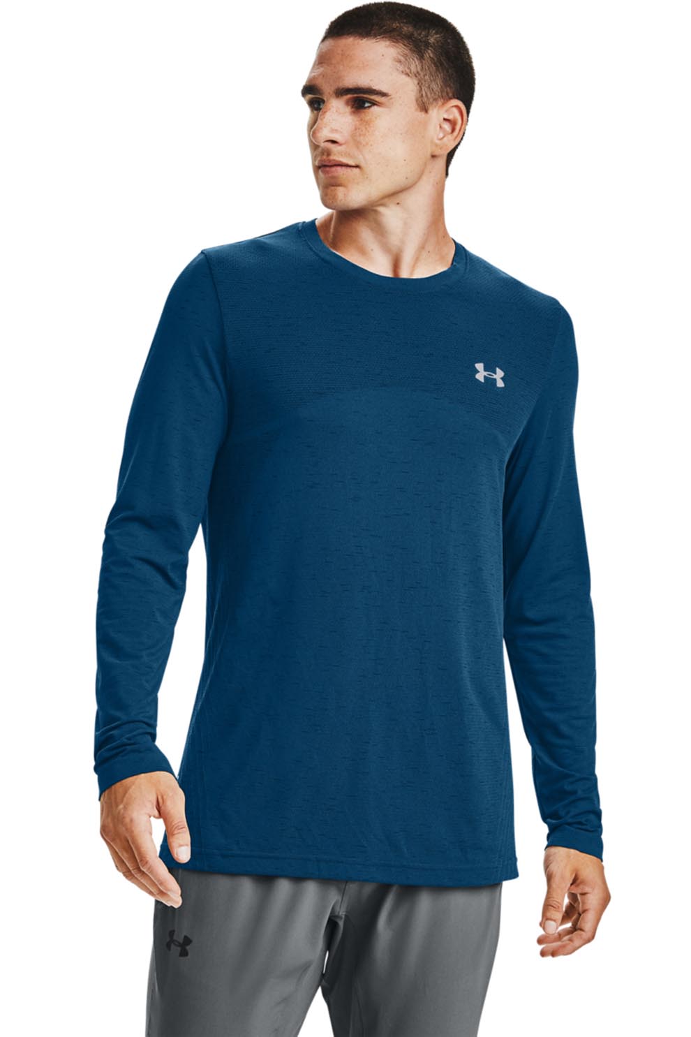 Under Armour, Bluza respirabila fara cusaturi pentru fitness, Albastru petrol
