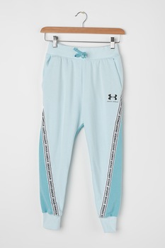 Under Armour, Pantaloni cu snur de ajustare pentru fitness Rival, Albastru aqua, 127-137 CM Under Armour, Pantaloni cu snur de ajustare pentru fitness Rival, Albastru aqua, 127-137 CM