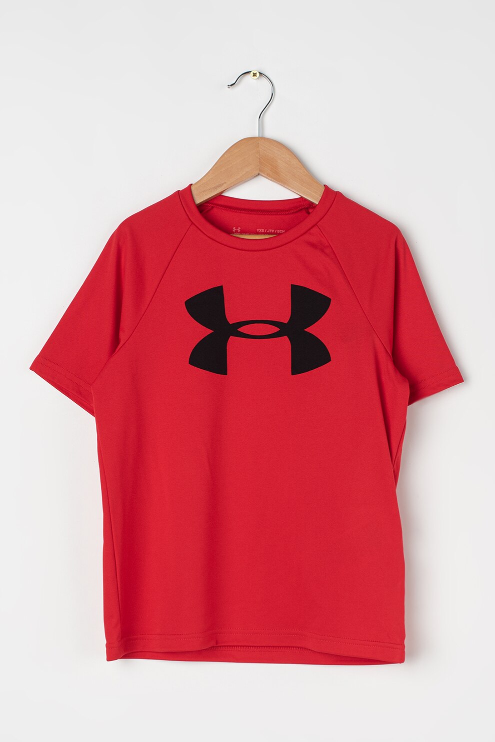 Under Armour, Tricou cu imprimeu logo pentru fitness Tech, Rosu, 127-137 CM