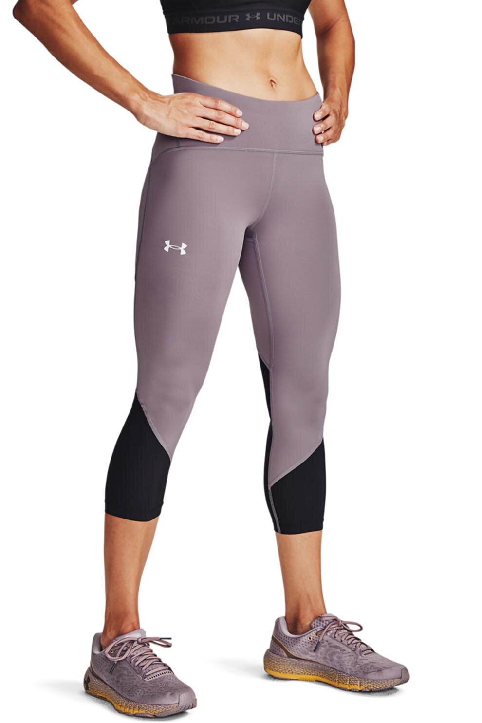 Under Armour, Colanti cu compresie pentru alergare Fly Fast 2.0 HeatGear®, Violet prafuit/Negru