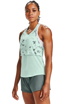 Under Armour, Top cu decupaj racerback pentru alergare Streaker 2.0, Albastru pal/gri inchis Under Armour, Top cu decupaj racerback pentru alergare Streaker 2.0, Albastru pal/gri inchis