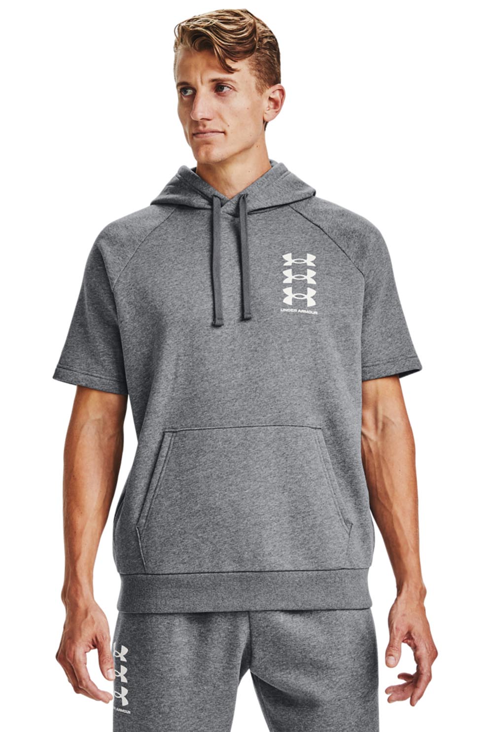 Under Armour, Hanorac cu maneca scurta pentru fotbal Rival, Gri melange, M