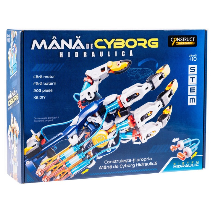 Kit robotica S.T.E.M. - Mana cyborg hidraulica, limba romana