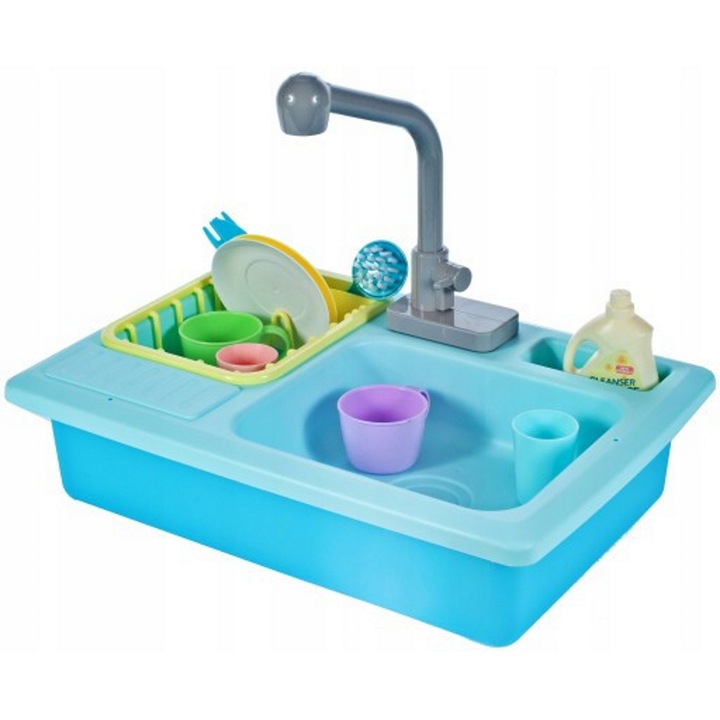 мивка idealStore Super Wash, със съдове, 10 аксесоара, чинии, чаши, чаши, прибори, препарат за съдомиялна