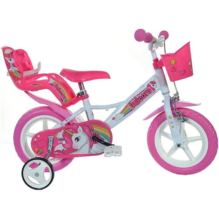Велосипед Dino Bikes, За деца, 12, Unicorn, Бял