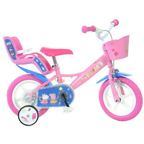 Bicicleta Dino Bikes pentru copii, 12'', Purcelusa Peppa, Roz