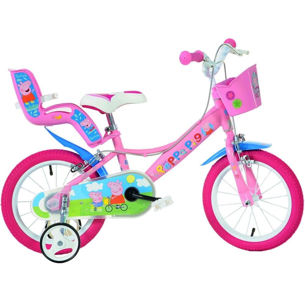 Bicicleta Dino Bikes pentru copii, 14'', Purcelusa Peppa, Roz