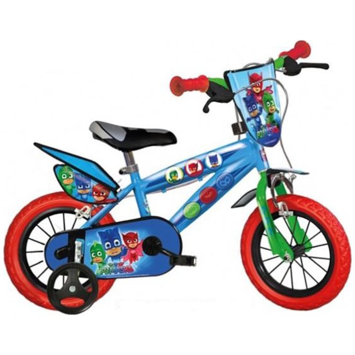 Month village Compose Bicicleta Dino Bikes pentru copii, 14'', Eroii in Pijama, Albastru - eMAG.ro