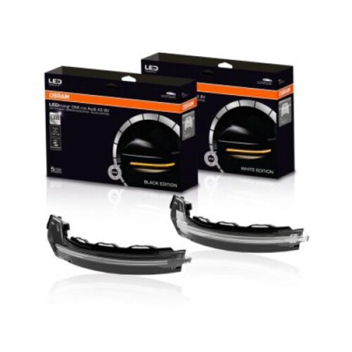 Комплект от 2 динамични Full LED сигнални светлини за Osram LEDriving DMI Mirror, съвместими с Audi A3 S3 8V (2013-) RS3 8VA (2015-) Черен (LEDDMI8V0BKS)