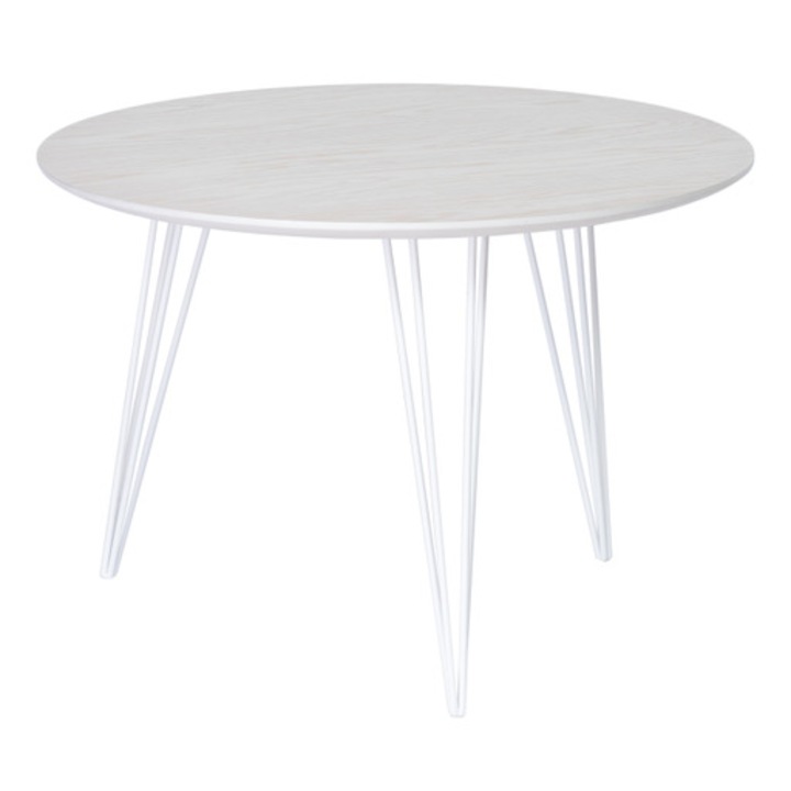 Masuta de cafea rotunda pentru Living sau Birou, diametrul 60 cm, inaltime 40 cm, milk/gri