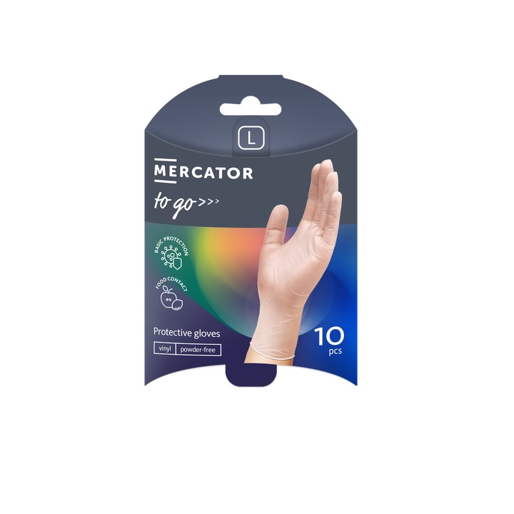 Set 10 manusi de unica folosinta Mercator Vinyl TO-GO marimea L