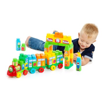 Set 70 piese de constructie Trenul, Molto Set 70 piese de constructie Trenul, Molto