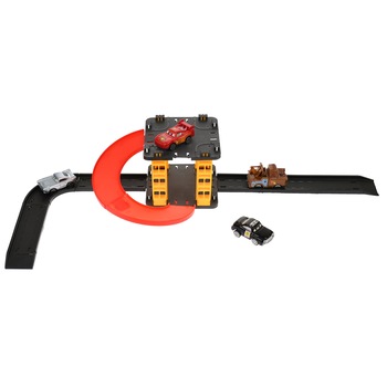 Set parcare si benzinarie cu masinute Cars, rampe si semne de circulatie - 090851A Set parcare si benzinarie cu masinute Cars, rampe si semne de circulatie - 090851A