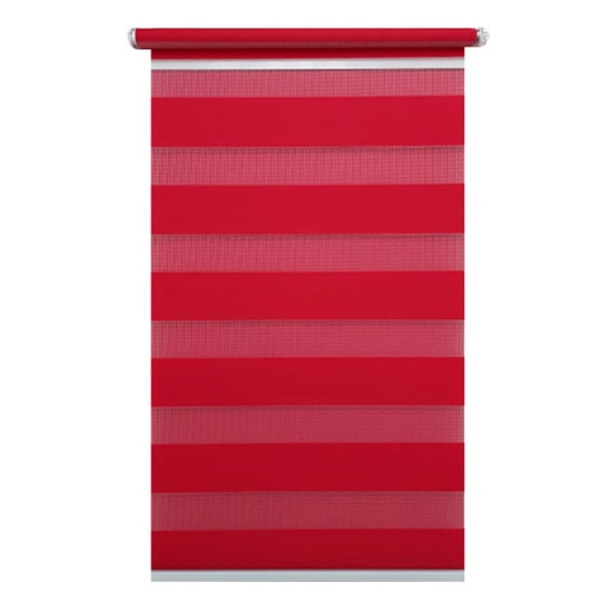 Jaluzea tip Rulou textil MINI,Deko Design,Rolete Zebra Day & Night Luxury High Quality, 48x140cm,ZW22,culoare rosu,accesorii albe