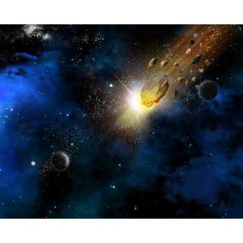 Fototapet de perete autoadeziv si lavabil Univers10 Meteoriti calatorind prin spatiu, 220 x 135 cm Fototapet de perete autoadeziv si lavabil Univers10 Meteoriti calatorind prin spatiu, 220 x 135 cm