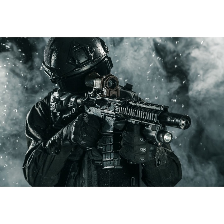 Fototapet de perete autoadeziv si lavabil Portrait65 Soldat SWAT, 220 x 135 cm