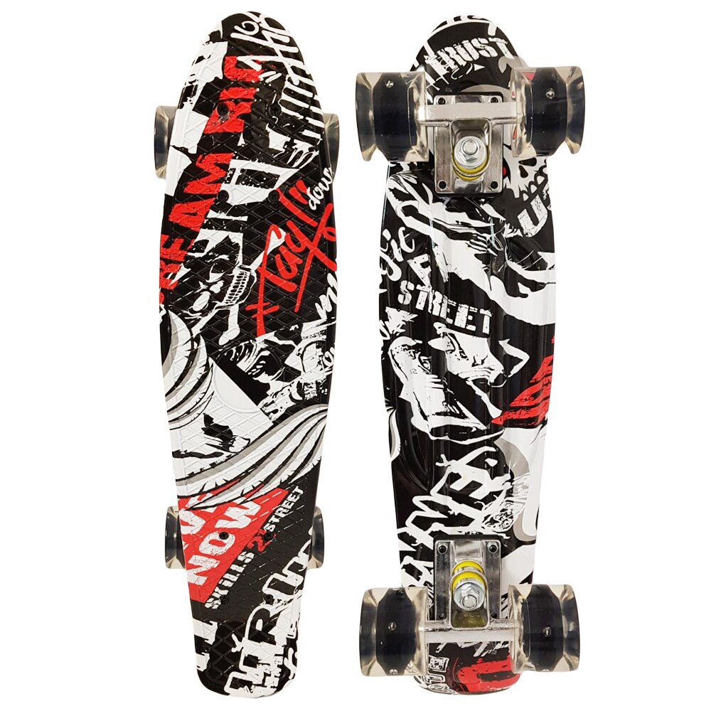 Penny board cu roti de silicon si lumini, ABEC-7, PU, Aluminiu, HB3010-J, RCO®