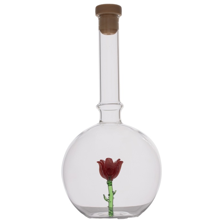 Sticla balon 500 ml cu figurina trandafir
