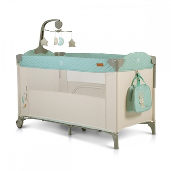 Patut pliabil cu doua niveluri de inaltime si laterala culisanta Cangaroo Indiana Co Sleeper, Verde/Bej Patut pliabil cu doua niveluri de inaltime si laterala culisanta Cangaroo Indiana Co Sleeper, Verde/Bej