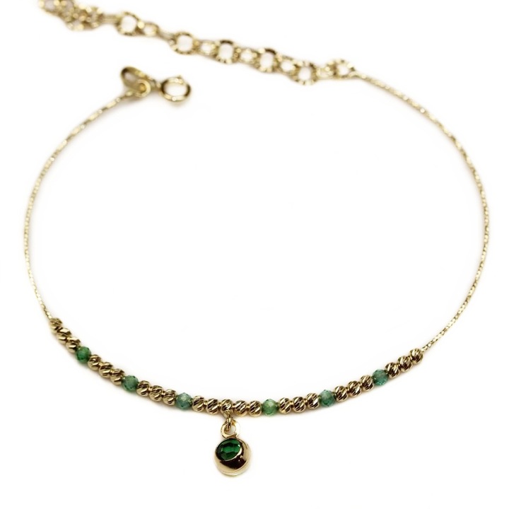 Bratara fixa cu bilute din aur 14k