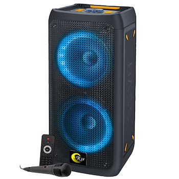 Boxa bluetooth portabila 2122B-8 , putere 200W , lumini disco, bass puternic , radio FM , slot MicroSD, intrare USB, slot pentru microfon karaoke, display LED, microfon si telecomanda incluse , negru RIF REFCO ® Boxa bluetooth portabila 2122B-8 , putere 200W , lumini disco, bass puternic , radio FM , slot MicroSD, intrare USB, slot pentru microfon karaoke, display LED, microfon si telecomanda incluse , negru RIF REFCO ®