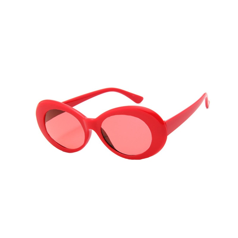 Ochelari de soare Retro Red Oval cu rame groase, rosu