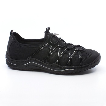 Pantofi sport, dama, piele ecologica, Rieker, negru, Negru Pantofi sport, dama, piele ecologica, Rieker, negru, Negru