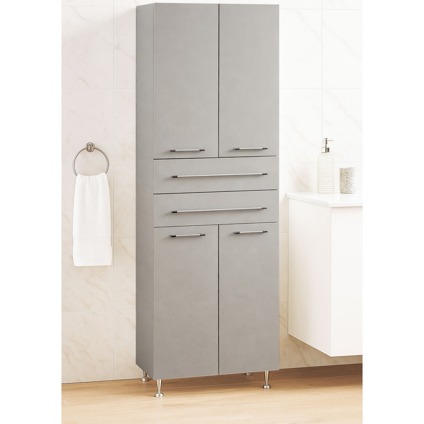 Dulap baie Badenmob 008, 2 rafturi, 2 sertare, MDF, PAL, 180x60x31