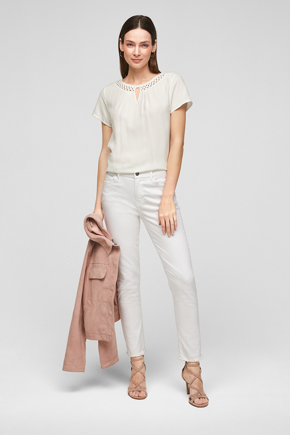 s.Oliver, Bluza cu decupaj, Alb prafuit