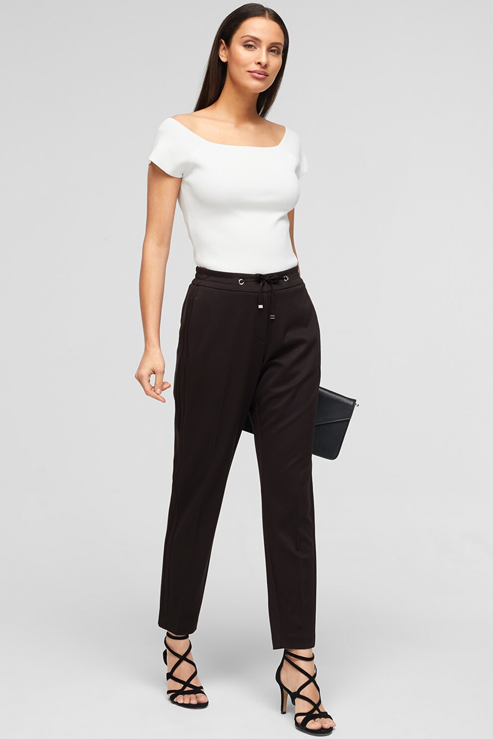 s.Oliver, Pantaloni conici cu snur, Negru