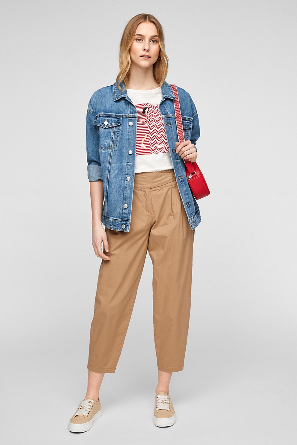 s.Oliver, Pantaloni crop conici cu buzunare oblice, Oranj pal