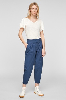 s.Oliver, Pantaloni crop conici cu buzunare oblice, Albastru inchis s.Oliver, Pantaloni crop conici cu buzunare oblice, Albastru inchis