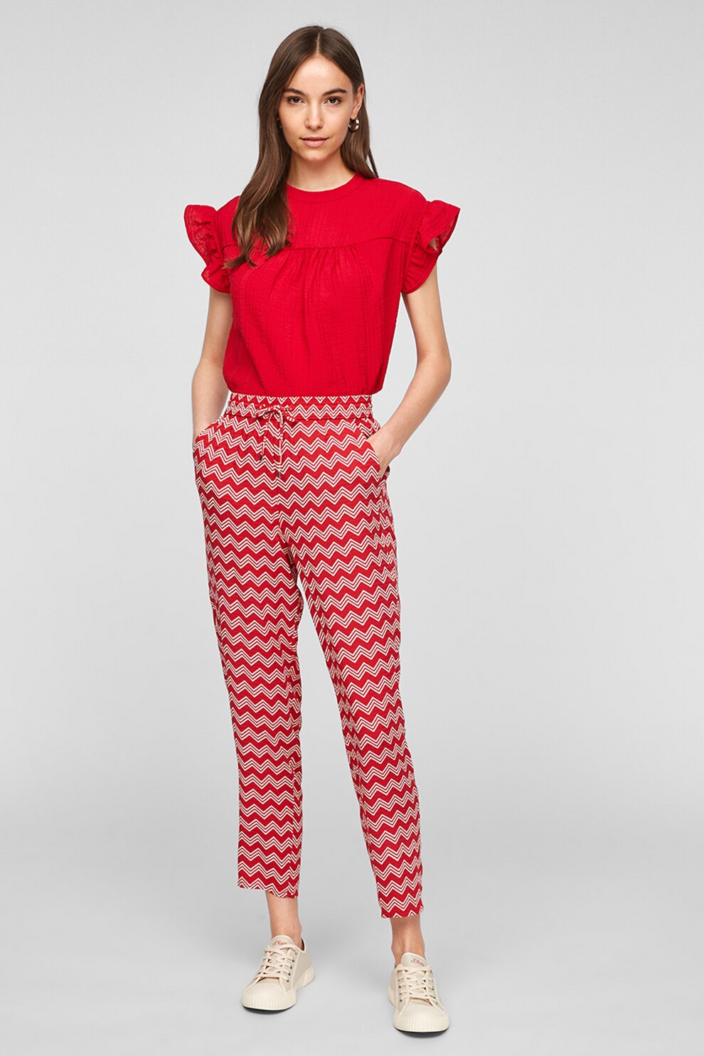 s.Oliver, Bluza cu maneci scurte si volane, Rosu