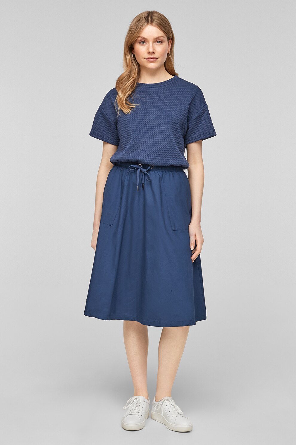 s.Oliver, Rochie evazata cu snur, Bleumarin