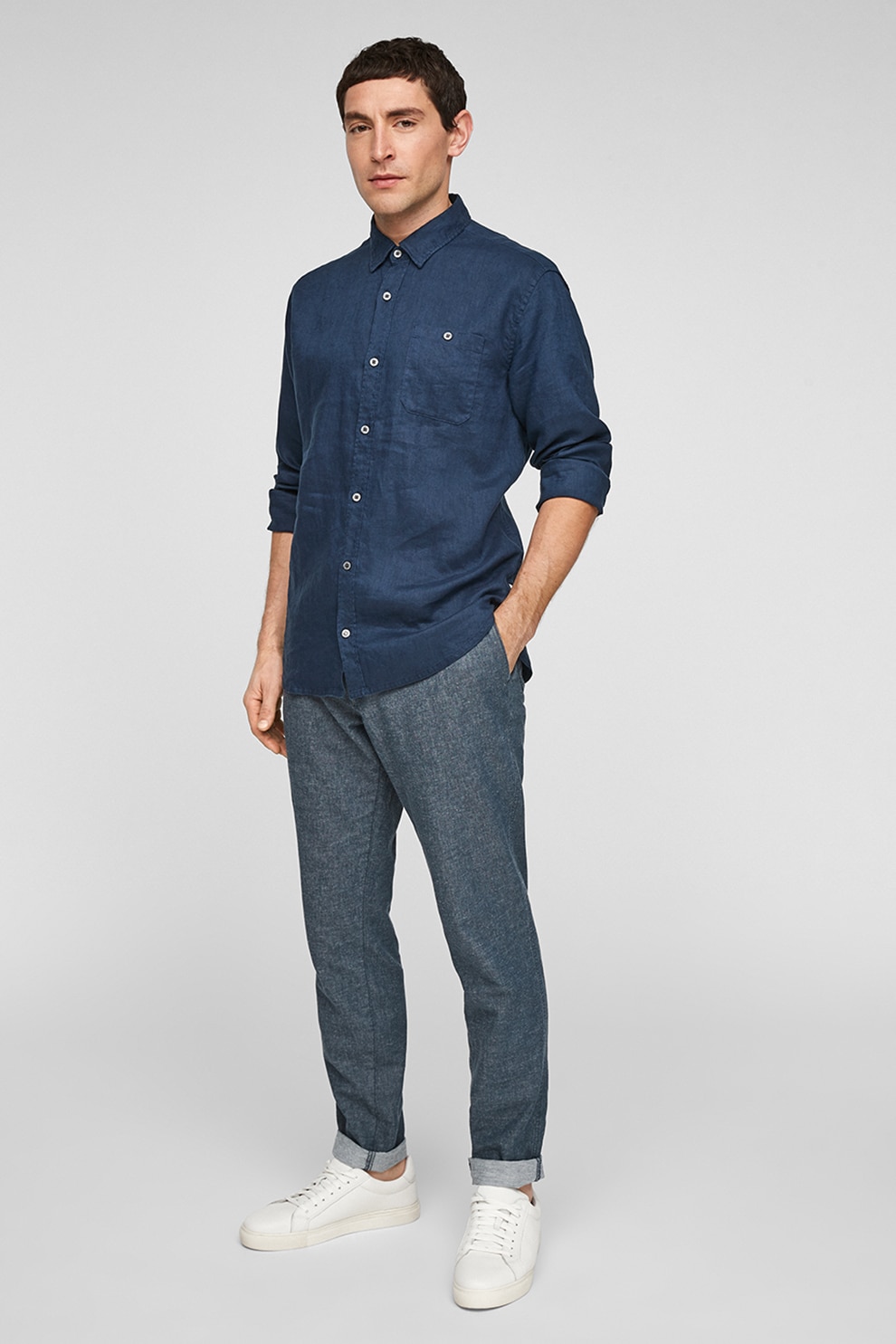 s.Oliver, Camasa de in cu maneci lungi, Bleumarin, S